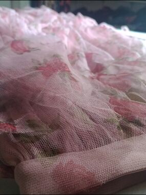 Pink Floral Tulle Skirt - Women's Elegant Layered Skirt